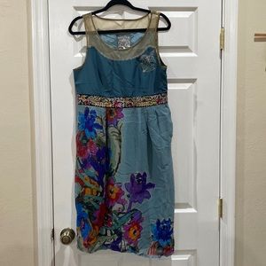Anthropologie Floreat Manor Gates Floral Silk Lined Dress